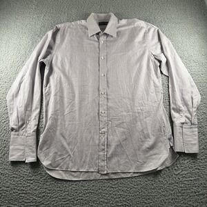 Sulka‎ Dress Shirt Mens 17.5 Check Cotton Point Collar Multicolor Barell Cuff